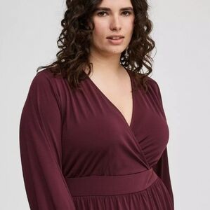 Torrid Surpliced Midi Maroon Dress Plus Sz 1X